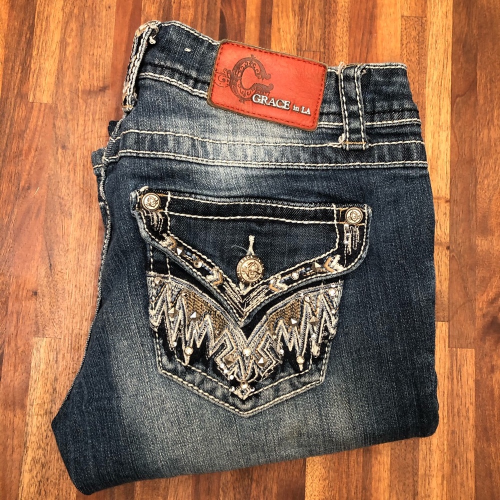 Grace In LA jeans size 28 with bling on back